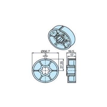 Roue 60 x 1.5 (35-45) tube lisse moteur volet roulant et store P5-P113 - BECKER -