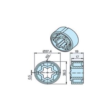 Roue 40x1 / 42x2 (35) tube lisse pour moteur store et volet roulantP5-P13 - BECKER -