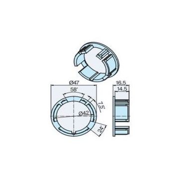 Couronne ZF45x0.5 (35) pour tube profilé moteur volets roulants P5-P13-M04 - BECKER -