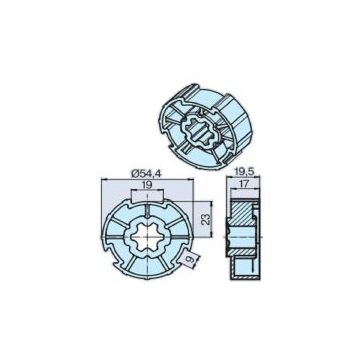 Roue 57.5 (35-45) Ates pour tube rainuré moteur volet roulant et store P5-P13 -BECKER-