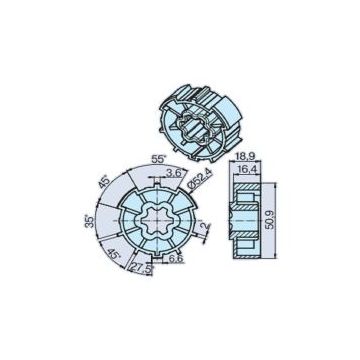 Roue ZF54 (35-45) tube profilé moteur volets roulants P5-P13 - BECKER -