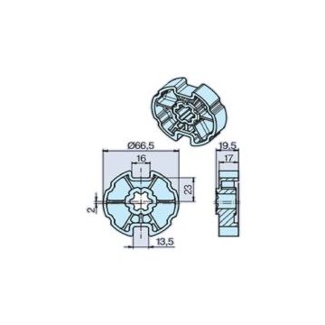 Roue Forjas 70 (45) pour tube rainuré moteur volet roulant et storeR7-R50 -BECKER-