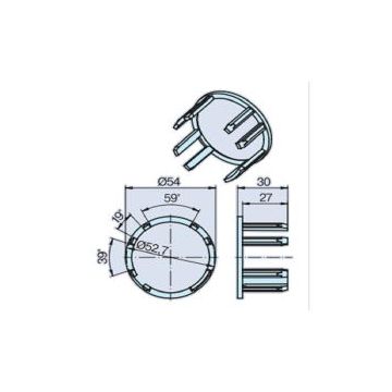 Couronne ZF54 (45) tube profilé moteur volets roulants R7-R50 - BECKER -