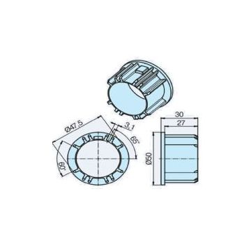 Support mural roue et couronne Benthin 52+62 (40) tube profilé motevolet roulant P5-P13 - BECKER -