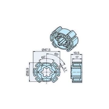 Roue Benthin 52+62 (35) pour tube profilé moteur volets roulants P5--P13 - BECKER -