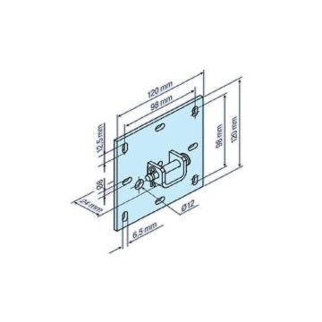 Plaque de fixation L B 120 3/25 moteurs tubulaires volets roulants L44 - L120 - BECKER -