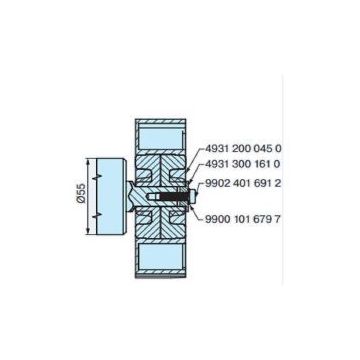 Roue SW125 (58) avec accessoires pour tube octogonal moteur volets roulants L44-L120 - BECKER -