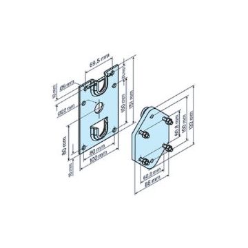 Plaque adaptation HK + plaque fixation HK avec vis moteur tubulairevolet et porte roulante L44-L120