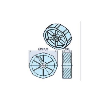 Couronne A128 (58) tube profilé moteur volets roulants L44-L120 - BECKER -