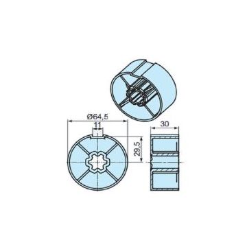 Roue 70 x 2 (58) tube lisse moteur stores et volets roulants L44-L120 - BECKER -