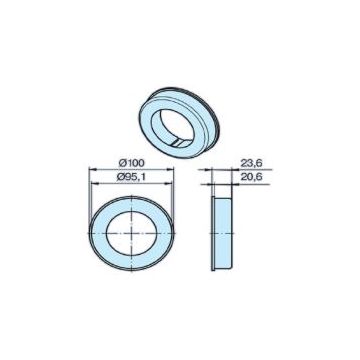 Couronne 100 x 2 (58) tube lisse moteur stores et volets roulants R7-R25 - BECKER -