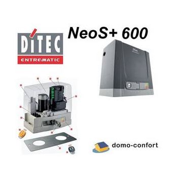 Moteur seul NeoS+ 600 pour portail coulissant poids 600Kg DITEC