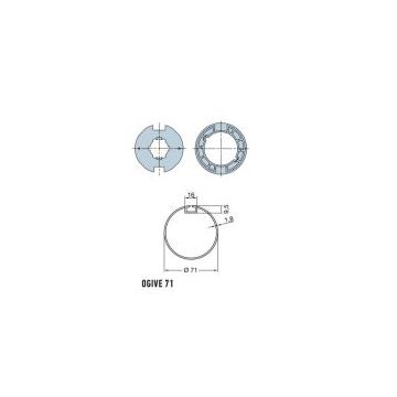 Adaptateurs ogive inclinée 63x0.8 roue+couronne NICE