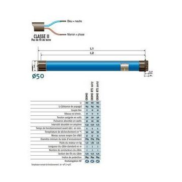 Moteur OXIMO RTS 10/17 TH (Tête étroite)- 230V/50Hz pour volets roulants Somfy