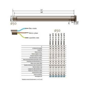 Moteur tête étroite OXIMO IO 20/17 TH somfy