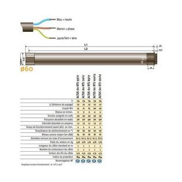 Moteur sans réglage pour volets roulants ILMO WT 30/17 SOMFY