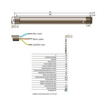 Moteur 230V/50Hz LT60 ANTARES CSI 70/17 somfy