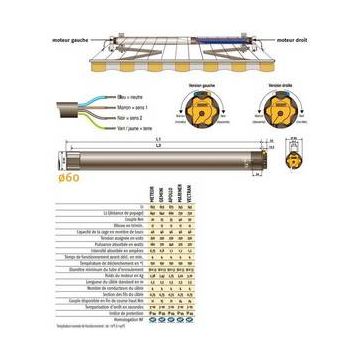 Moteur 230V/50Hz LT60 TAURUS 120/12 + Câble 25m somfy