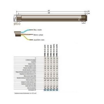 Moteur 230V/50Hz droit pour stores cassettes et coffres SLT60 JUPITER 85/17 DRO VOIR SY1183148