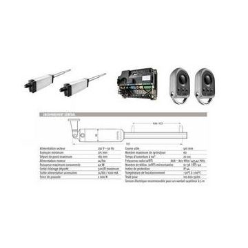 Automatisme motorisation à bras portail battant 2 moteurs seuls AXOVIA 220B Somf