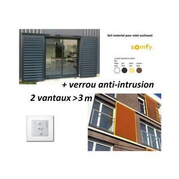 Motorisation pr volet COULISSANT - 2 vantaux <3m + verrou couleur standard SOMFY