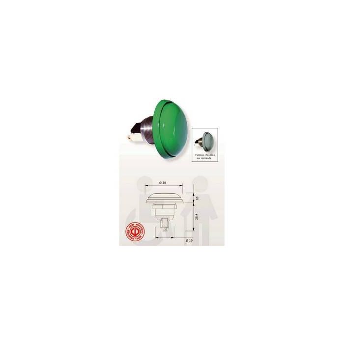 Bouton Poussoir No Nf Choc Vert Pr C Bl Plaque Inox Et Voyant Cdvi